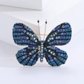 Broche de mariposa estilo vintage con cristales azules y brillantes - Azul (1987)
