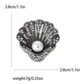 Dettaglio della spilla a conchiglia con perle e strass incluse le dimensioni - Argento