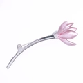 Eleganter Vintage-Orchideen-Anstecker in Rosa mit Silberstiel für Mäntel - Rosa