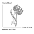 Elegant silver tulip flower brooch with crystal rhinestones measuring 4.7cm in height - Silver (MM-BR-2436 Silver)