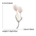Elegant opal tulip flower brooch in rose gold with shimmering rhinestone accents - Rose Gold