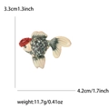 Lindo broche de pez dorado con diamantes de imitación rojos y esmalte, de 3,3 cm x 4,2 cm - Verde