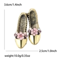 Vintage gold alloy shoe brooch pins with floral crystal accents for women's suits - Gold 2420-GD