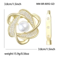 Elegante fibbia per sciarpa dorata vintage con perla grande e zirconi scintillanti - Dorato (8092-GD)