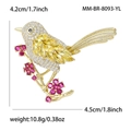 Fashionable bird brooch with colorful zircons and yellow gemstones in golden finish - Bird Flower Branch Shape (MM-BR-8093-YL) / Yellow
