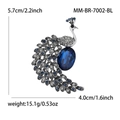 Eleganter Pfauen-Anstecknadel aus Silber mit dunkelblauen Kristallen und Strasssteinen - Blau (MM-BR-7002-BL)