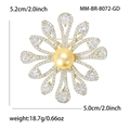 Vintage bloemenbroche met gouden parel en zirkonia bloembladen voor dames blazers - Goud