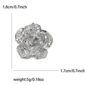 Detailed view of silver rose brooch with cubic zirconia and dimensions 1.8cm x 1.7cm - Silver 8017-SL
