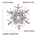 Silver snowflake brooch with pink crystals and pearl accent, size 4.5cm, 12g weight - Pink