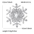 Broche de copo de nieve plateado con perlas y cristales, mide 4,5 cm y pesa 12,0 g - Copo de Nieve Plateado (MM-BR-2413-SL) / Plateado