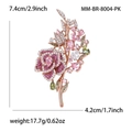 Pink zircon rose flower brooch in rose gold finish for elegant coats and suits - Pink