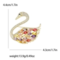 Elegante broche de cisne con circonitas de colores y acabado dorado de 4,4 cm - Colorido
