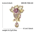 Pink tulip flower brooch pendant in gold plating with rhinestones and size dimensions - Pink Purple (GD) / Gold