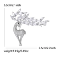 Elegante spilla a cervo in argento con cristalli di zirconia e misure dettagliate - Argento