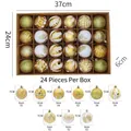 Détail du lot de 24 boules de Noël de 6cm en or et blanc avec finitions mates et pailletées - Doré