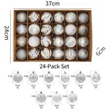 Détails du coffret de 24 boules de Noël assorties argentées et blanches aux textures variées - Argenté