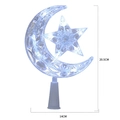 Puntale per albero di Natale a LED stella e luna altezza 20,5cm finitura bianca - Luce Bianca (Fissa)