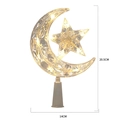 Puntale per albero di Natale a stella e luna dorato con LED, misura 20,5 cm x 14 cm - Luce Calda (Fissa)