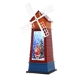 Détail de la maison moulin de Noël avec lumières LED et pales de ventilateur rotatives - Moulin à Vent Père Noël