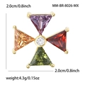 Spilla a croce scintillante con zirconi colorati e placcatura in oro da 2,0 cm - Colorato