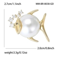 Spilla a forma di razza con perla bianca e zirconi scintillanti in finitura dorata - Oro (8038-GD)