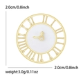 Minimalist gold clock brooch with Roman numerals and central crystal for suits and shirts - Gold 8055-GD / Gold