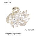 Elegante spilla a cigno dorata con cristalli di zirconia cubica, misura 4,5cm per 3,9cm - Oro