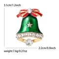 Broche de campana navideña con esmalte verde, lazo rojo y cristales brillantes - Campana de Navidad (Verde-0529-GN) / Verde