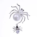 Spider brooch with pearls and zircon in silver plating for suits and jackets - Silver