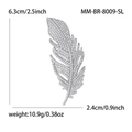 Elegante spilla a piuma in zircone e lega d'argento per abiti con misura di 6,3 cm circa - Argento (MM-BR-8009-SL)