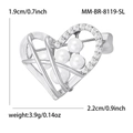 Elegante spilla a cuore d'argento con zirconi e perle, misura 2,2cm per 1,9cm - Argento