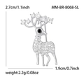 Spilla a forma di cervo in finitura argento con strass bianchi, gioielli moda da 2,7 cm - Argento (MM-BR-8068-SL)