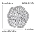Elegant floral brooch with micro-pave zircons on a silver metal base for women - Silver (MM-BR-8120-SL)