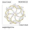 Eleganter goldener Kranz-Brosche mit Markis-Zirkonia, 3,4 cm Durchmesser, modisches Accessoire - Gold