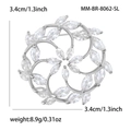 Eleganter Silberkranz-Brosche mit Zirkonia-Steinen im hohlen Blatt-Design für Damen - Silber