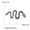 Spilla vintage a serpente dorata con strass verdi e dimensioni precise per abiti - Verde