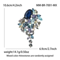 Lujoso broche de borla con cristal azul y diamantes de imitación en estilo retro - Plata Antigua Multicolor