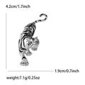 Detailed view of silver tiger brooch showing dimensions 4.2cm by 1.9cm and 7.1g weight - Silver