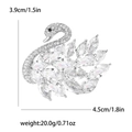 Spilla a cigno elegante con zirconi micro-pave, larghezza 4,5 cm e altezza 3,9 cm - Argento