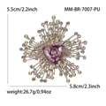 Broche floral barroco con cristal rosa triangular y pequeñas piedras de colores - Púrpura (PU-7007)