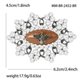 Vintage pearl bee brooch with silver insect motif and grey rhinestones in floral design - Coffee (MM-BR-2452-BR)