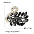 Elegante spilla a cigno dorata con gemme marquise nere e pavé di zirconi 3,9 cm - Nero