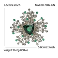 Broche estrella barroco de cristal verde y plata, medidas 5,5 cm por 5,8 cm - Verde (GN-7007)