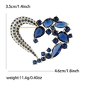 Elegante spilla a cuore dorata con strass blu scuro misura 3,5 cm per 4,6 cm - Blu