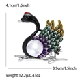 Broche cygne noir à la mode avec émail coloré et perle blanche sur base en alliage argent - Argent Antique Noir (MM-BR-2531-BK)