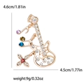 Creative guitar brooch with colorful rhinestones and gold alloy for suits, size 4.6x4.5cm - Gold