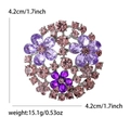 Elegant floral glass crystal brooch with pink petals and alloy base for women suit - Purple