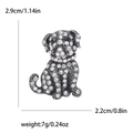 Vintage Mops-Brosche mit weißen Strasssteinen und rosa Edelsteinen, 2,9 cm x 2,2 cm - Silber