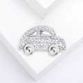 Spilla per auto in argento chic con strass scintillanti per abiti e cappotti - Argento