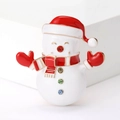 Detailed macro view of enamel snowman brooch with colorful rhinestones and gold plating - White (MM-BR-2629)